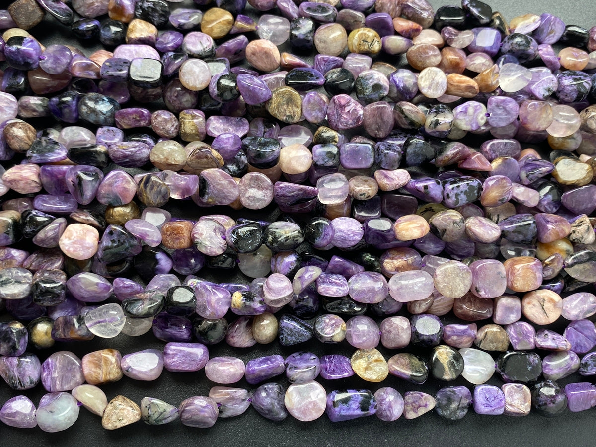 15.5" 8x10mm Natural Charoite gemstone nugget pebble beads