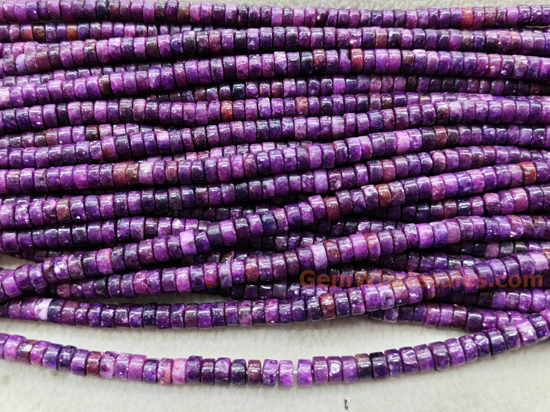 15.5" 3x6mm Dark Lepidolite Heishi Disc Beads for jewelry making