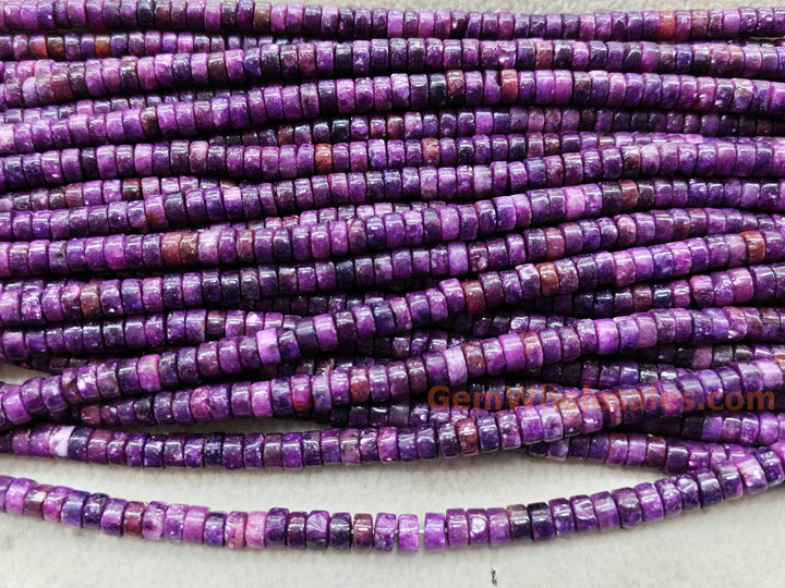 15.5" 3x6mm Dark Lepidolite Heishi Disc Beads for jewelry making