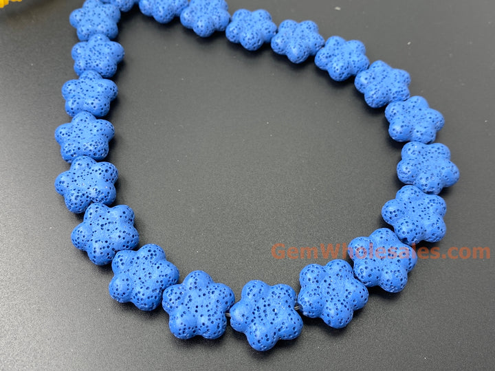 19mm Dark blue color Lava flower beads for jewelry making, 15.5"