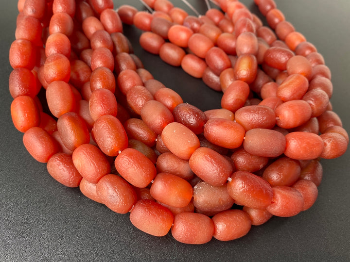 15" 12x17mm Matte/frosted red Agate barrel drum beads