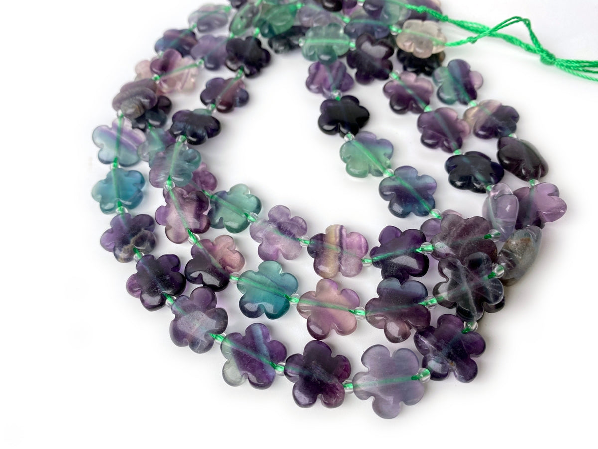 15.5" 15mm/20mm Natural rainbow fluorite stone flower shape beads