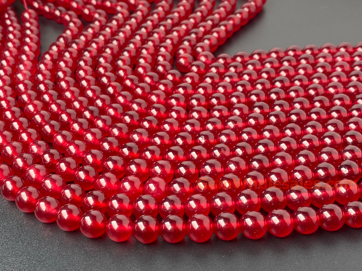 15" 8mm ruby dark red dyed jade Round beads