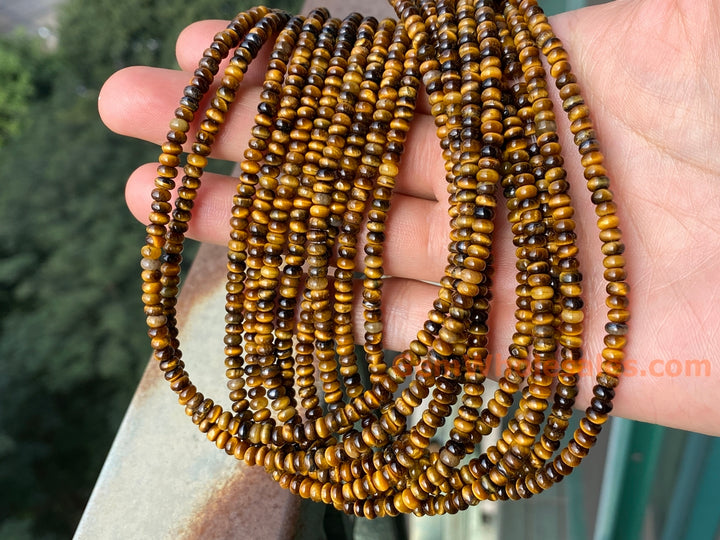 15.5" 2x4mm Natural yellow tiger eye rondelle heishi beads
