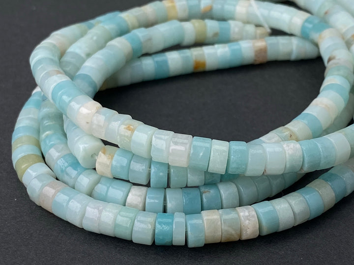 15.5" 3x6mm natural Amazonite stone Heishi Disc jewelry beads