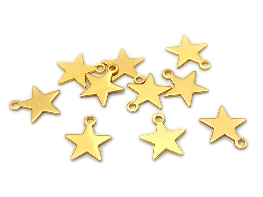 10PCS 7mm Gold plated brass Star Shape Jewelry Charms Pendant