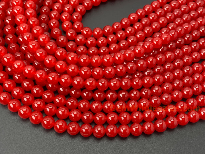 15" 8mm ruby dark red dyed jade Round beads