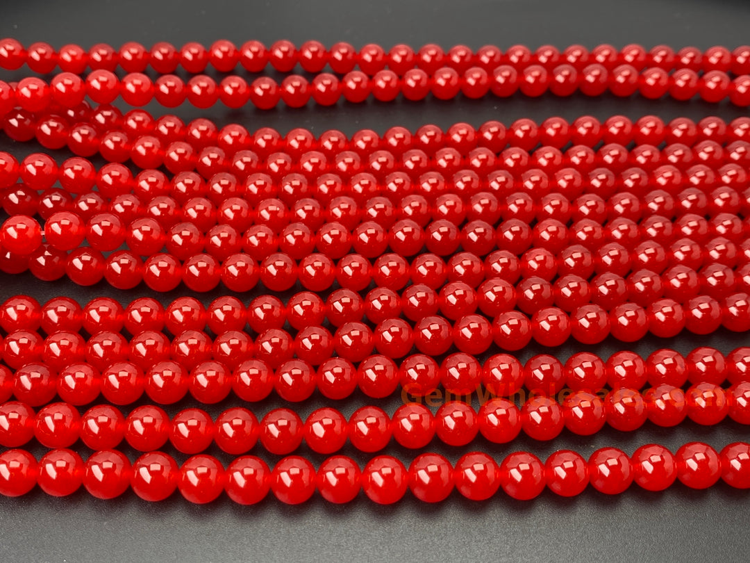 15" 8mm ruby dark red dyed jade Round beads