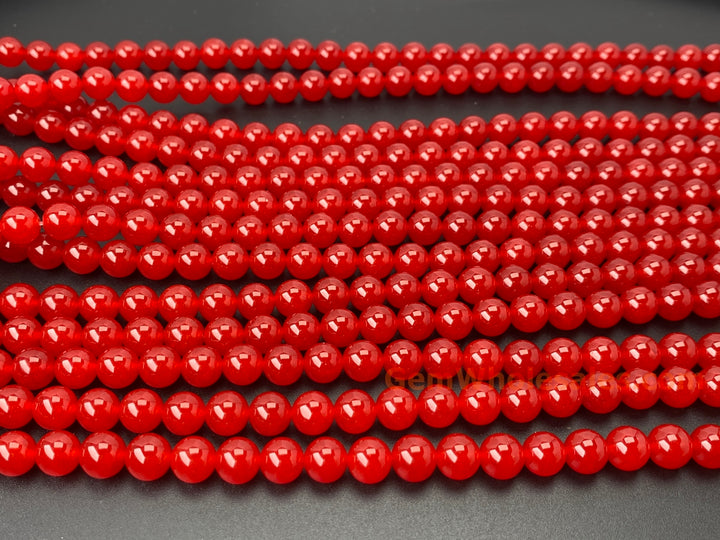 15" 8mm ruby dark red dyed jade Round beads