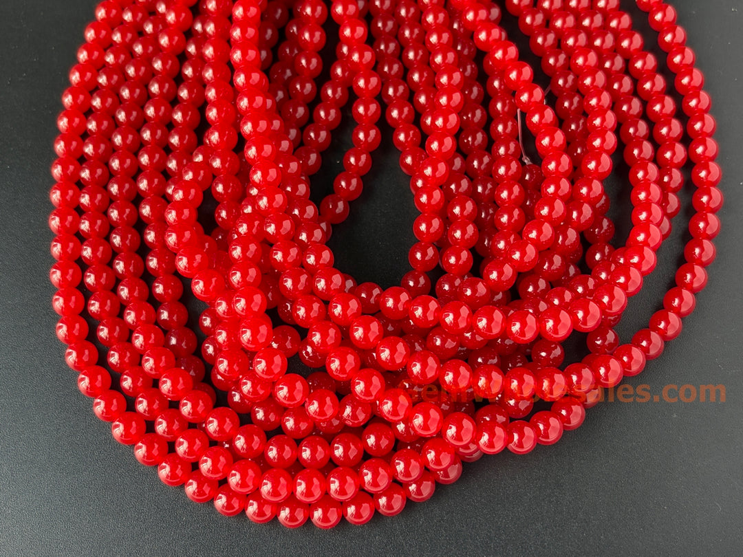 15" 8mm ruby dark red dyed jade Round beads
