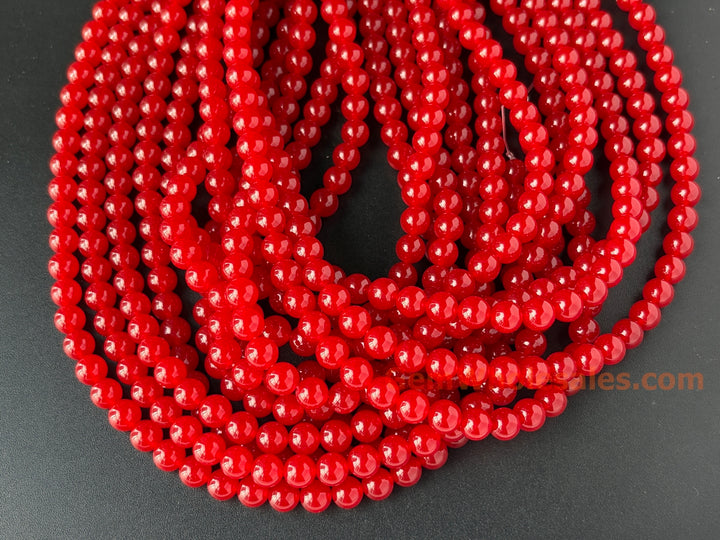 15" 8mm ruby dark red dyed jade Round beads