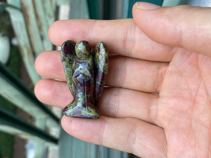 36x28mm Dragon blood jasper Angel, Carved pocket Guardian Angel 1.5"