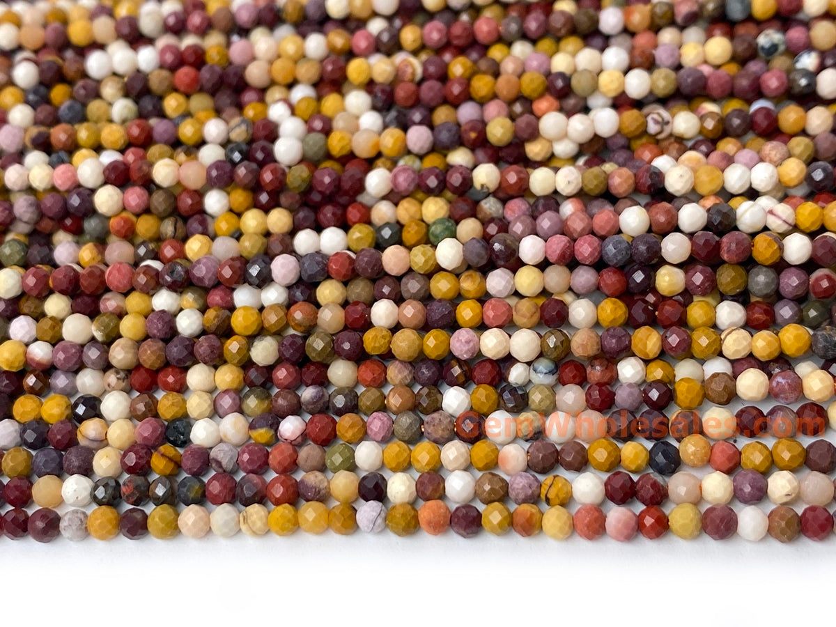 15.5" 3mm Natural mookaite/moukite stone round faceted beads