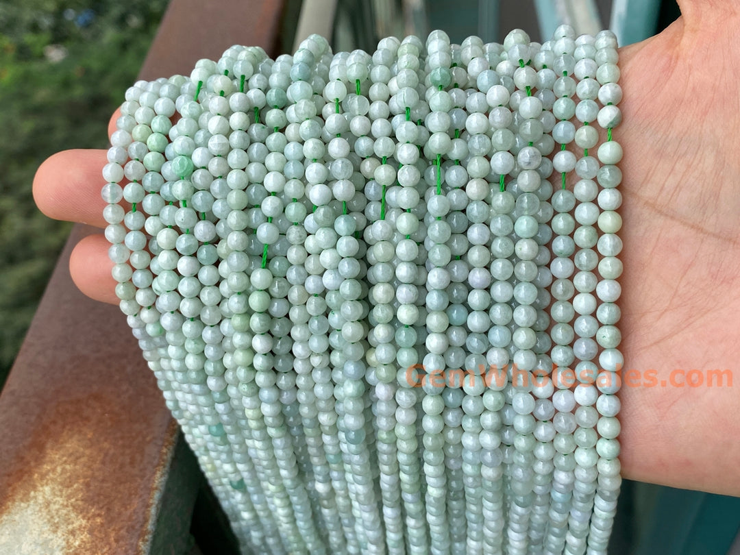 15.5" 4mm natural genuine green Burma jadeite Round beads