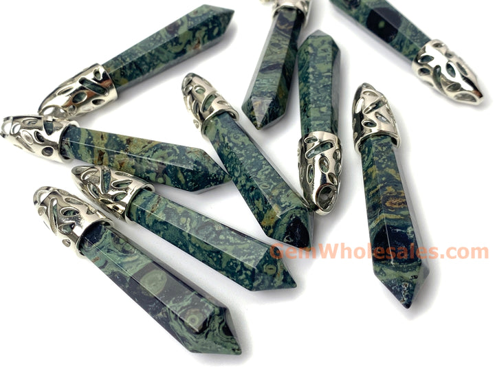 1PC 10x58mm natural Kambaba Jasper Rhyolite Stone Hexagonal Point Pendant