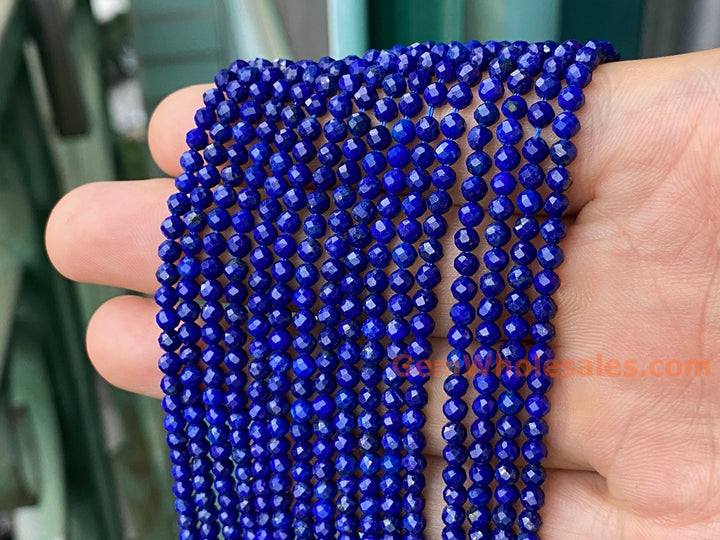 15.5" AA 3mm natural Lapis lazuli stone round faceted beads