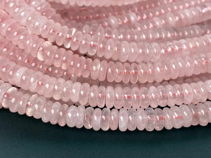 15.25" 2x6mm Natural Rose quartz rondelle heishi spacer beads
