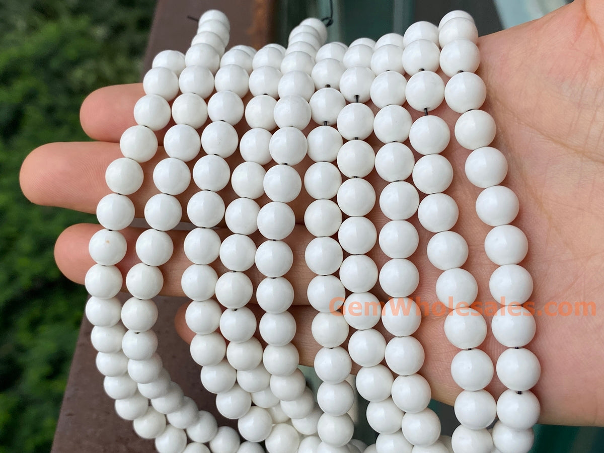 15.5" 8mm white Oxide Stone Round beads