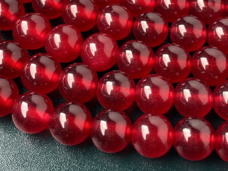 15" 8mm ruby dark red dyed jade Round beads