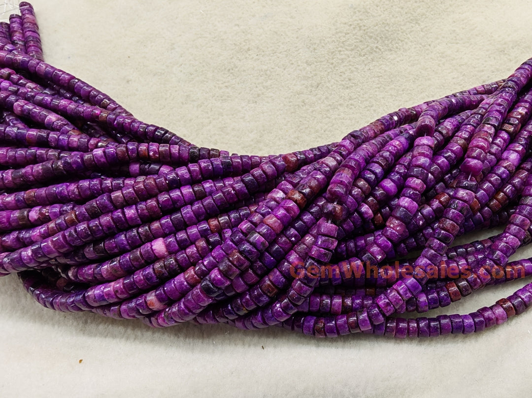 15.5" 3x6mm Dark Lepidolite Heishi Disc Beads for jewelry making