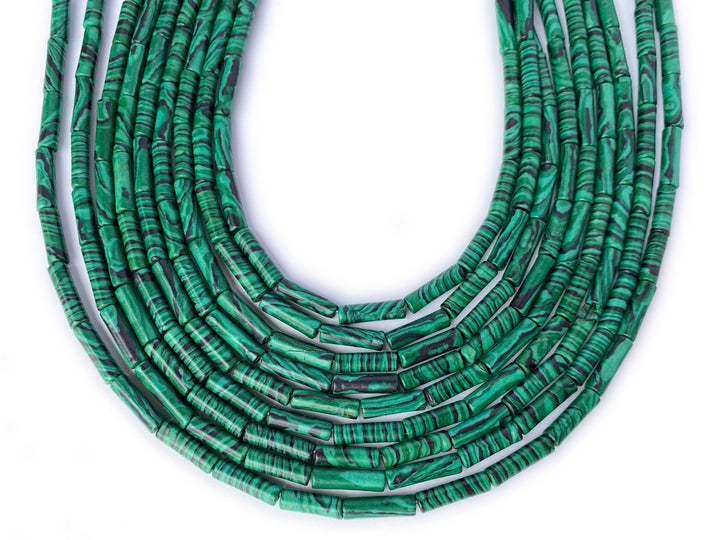 15.5" 4x13mm synthetic malachite stone green round tube beads
