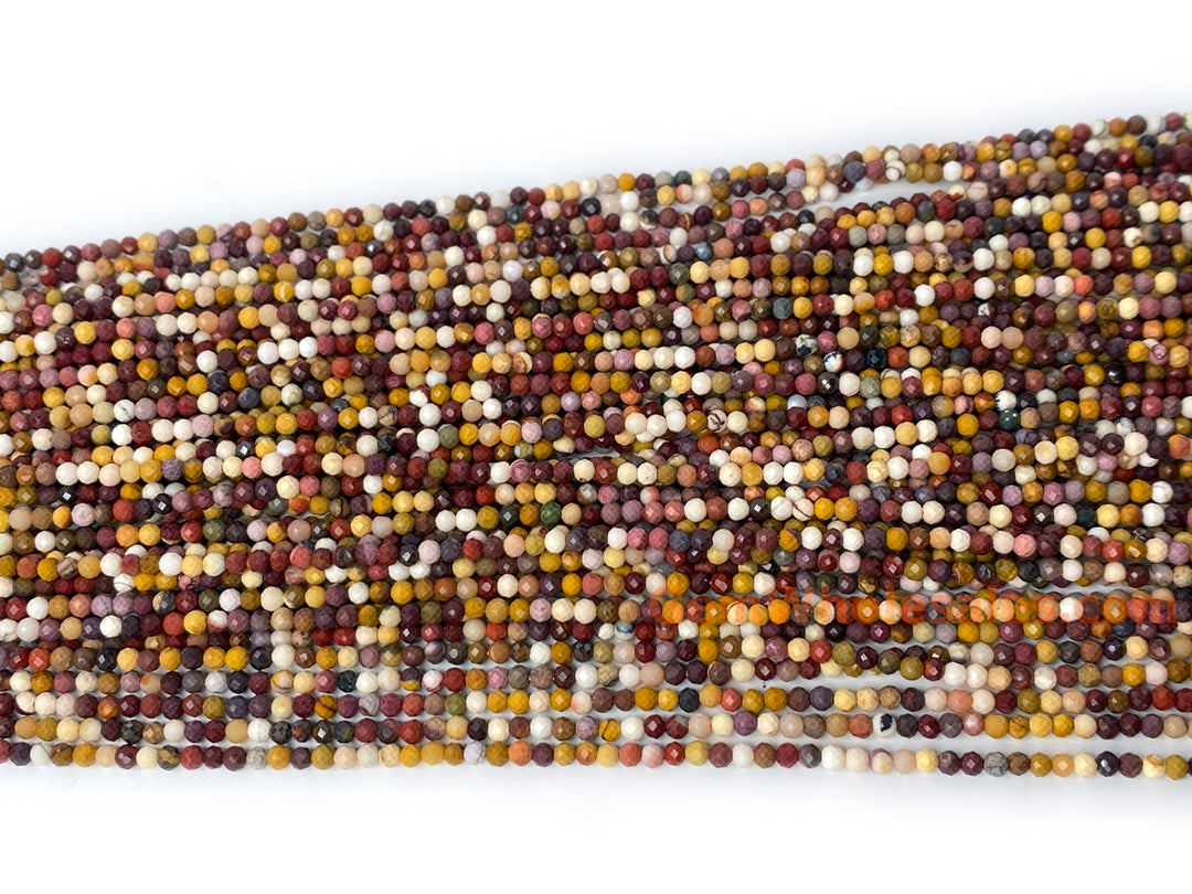 15.5" 2~3mm Natural mookaite/moukite stone round faceted beads
