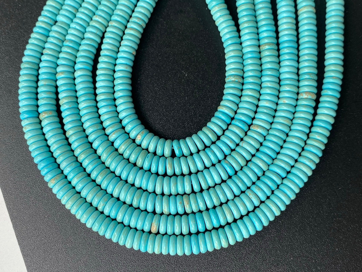 15" 2~3x6mm Blue artificial turquoise wheel beads, howlite rondelle beads