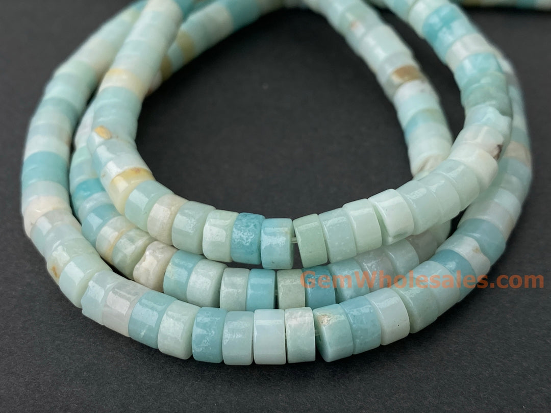 15.5" 3x6mm natural Amazonite stone Heishi Disc jewelry beads