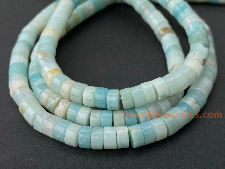 15.5" 3x6mm natural Amazonite stone Heishi Disc jewelry beads