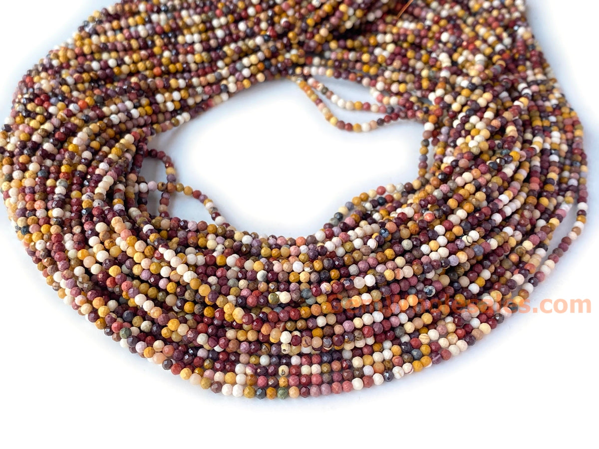 15.5" 3mm Natural mookaite/moukite stone round faceted beads