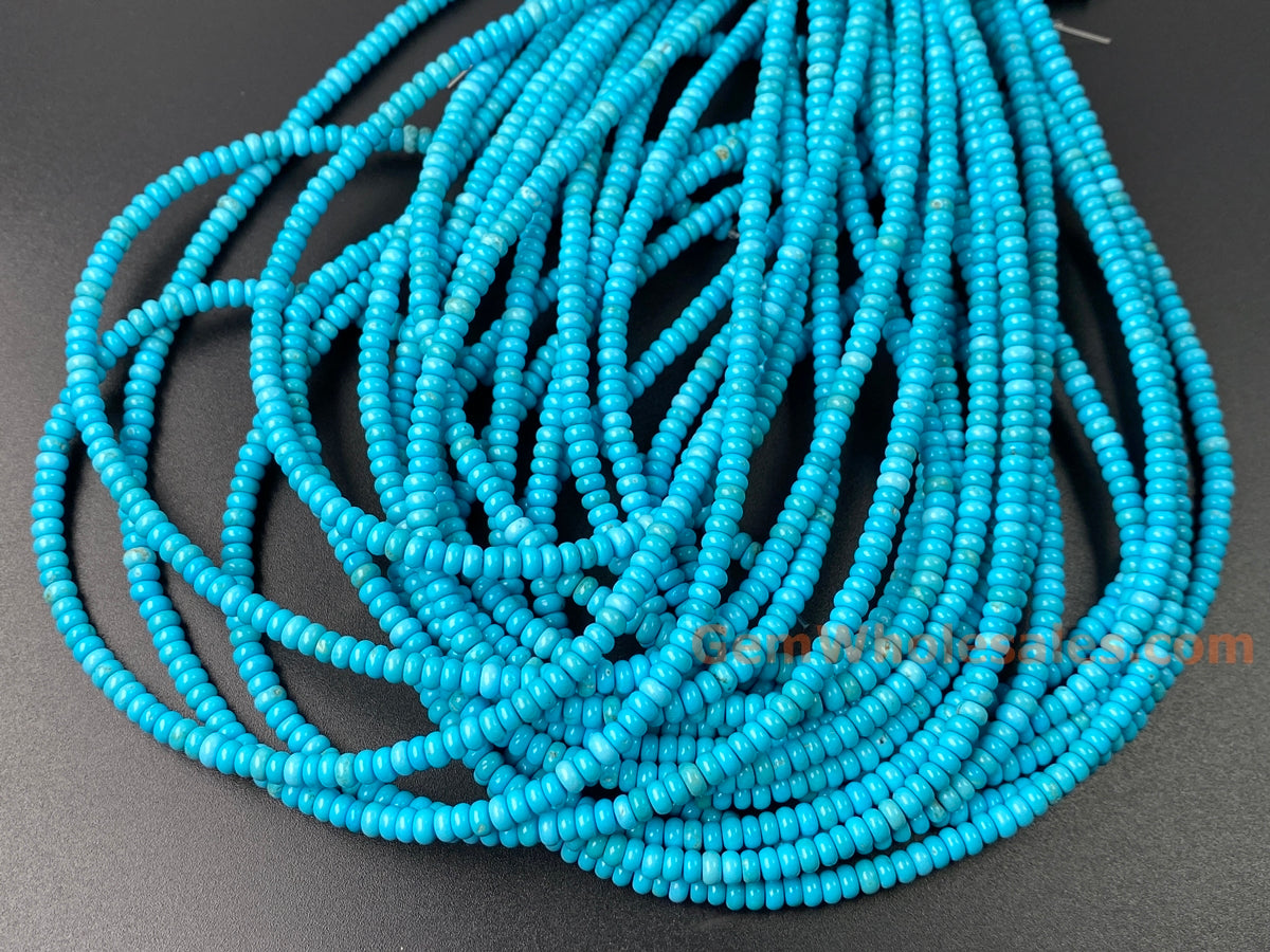 15.5" 2x4mm Blue howlite roundel/rondelle jewelry beads