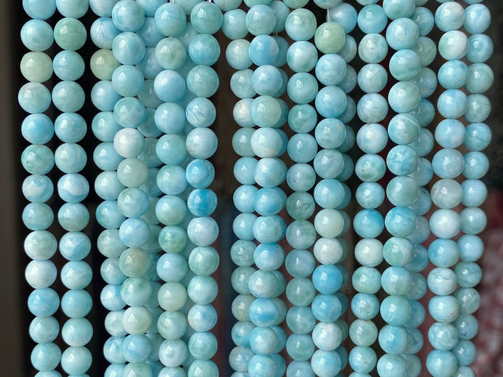 15.5" 6mm A Natural genuine larimar round gemstone jewelry beads