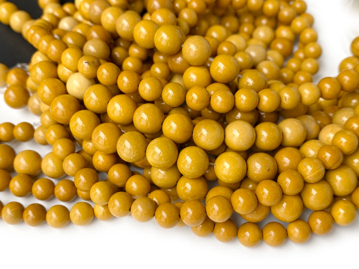 15.5“ 6mm/8mm natural yellow mookaite/moukite stone round beads
