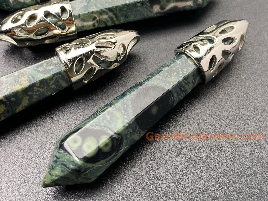 1PC 10x58mm natural Kambaba Jasper Rhyolite Stone Hexagonal Point Pendant