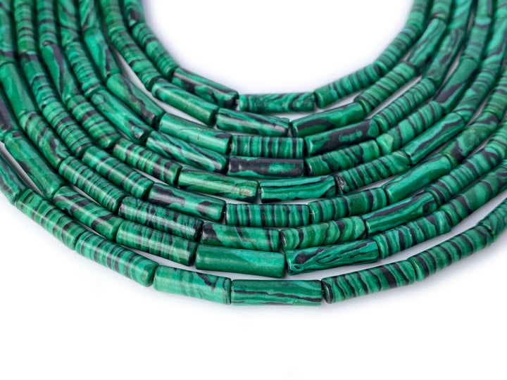 15.5" 4x13mm synthetic malachite stone green round tube beads