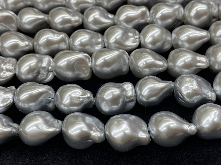 15" 12x14mm Silver Gray Baroque Imitation Pearl nugget Beads