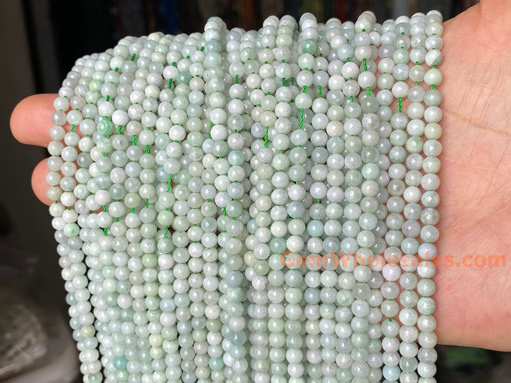 15.5" 4mm natural genuine green Burma jadeite Round beads