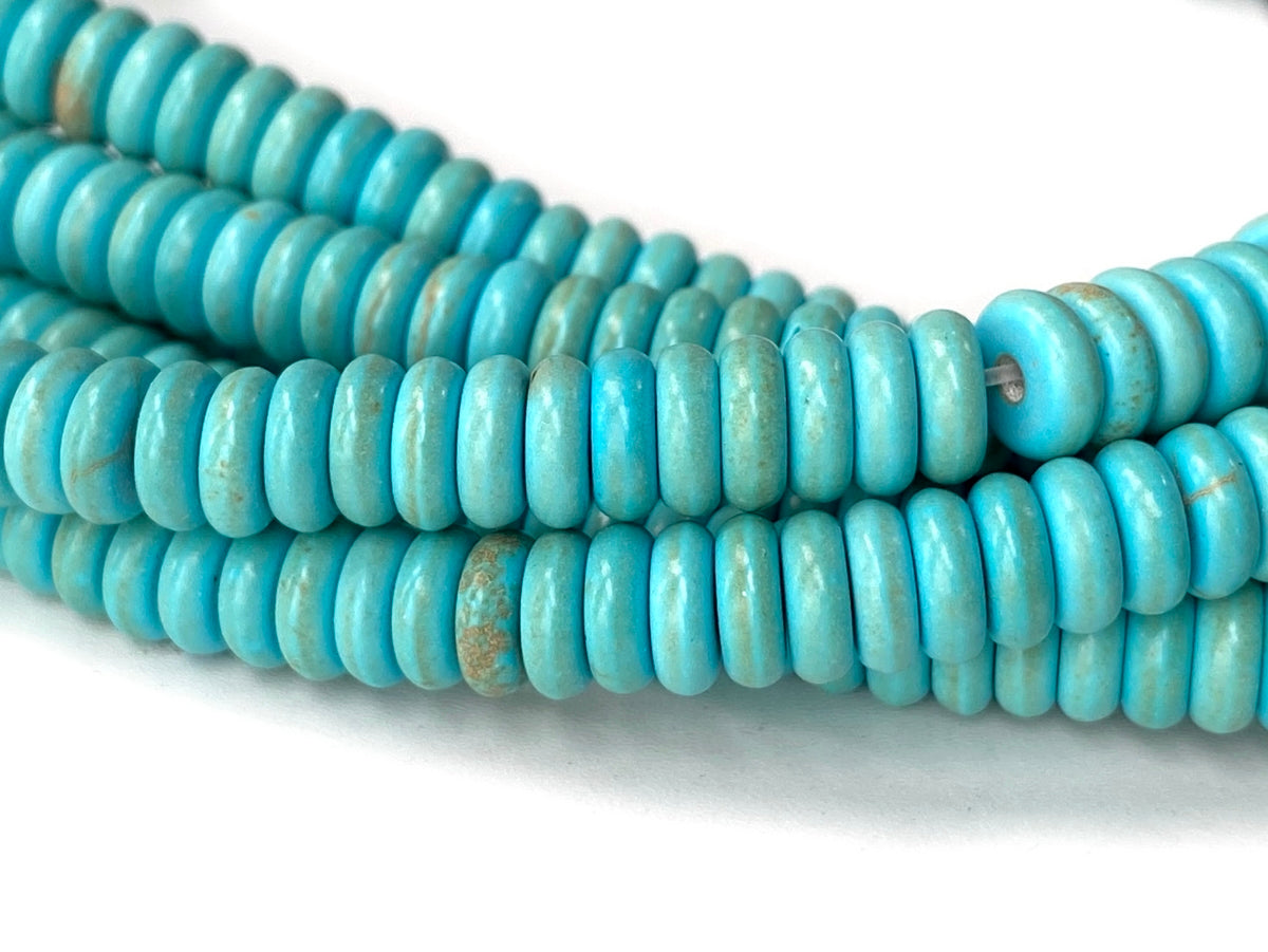 15" 2~3x6mm Blue artificial turquoise wheel beads, howlite rondelle beads