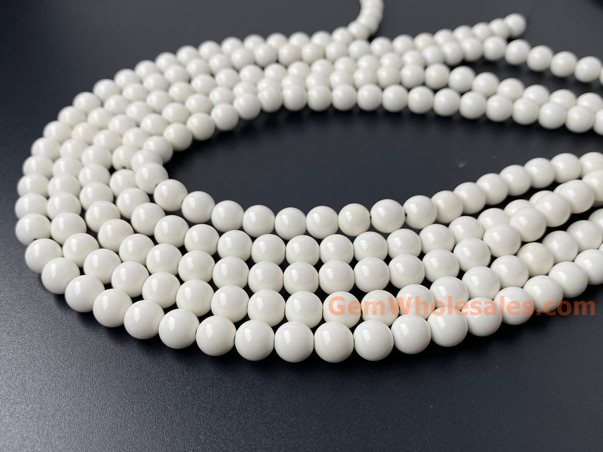 15.5" 8mm white Oxide Stone Round beads