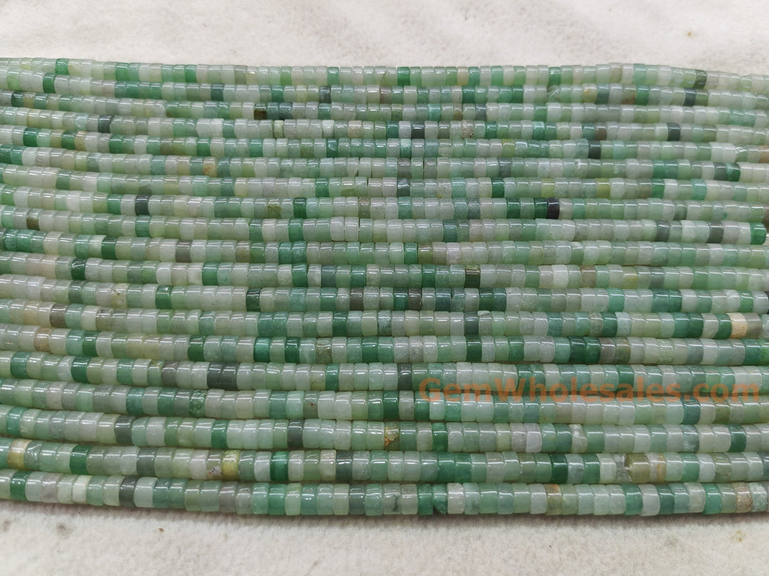 15.5" 3x6mm natural green aventurine Heishi Disc jewelry beads