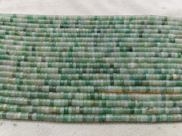 15.5" 3x6mm natural green aventurine Heishi Disc jewelry beads
