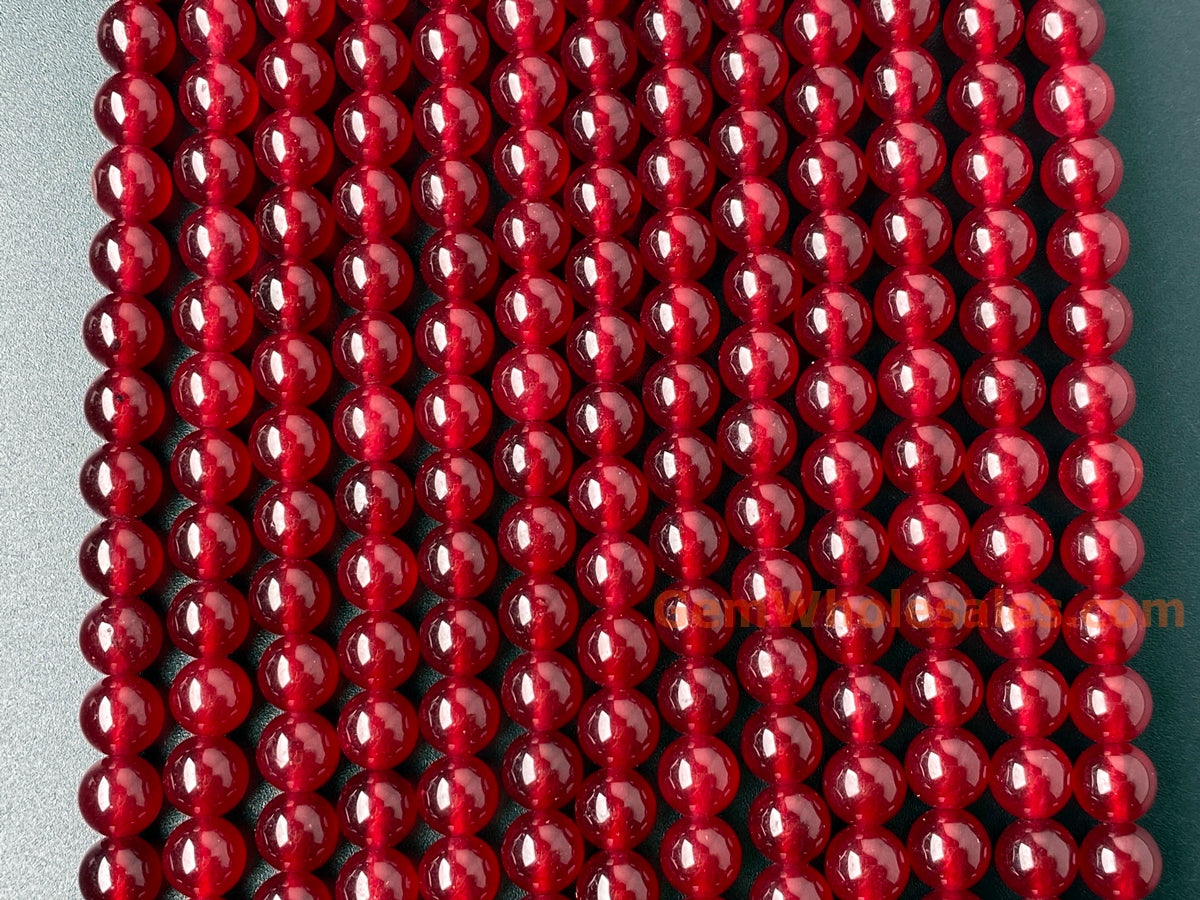 15" 8mm ruby dark red dyed jade Round beads