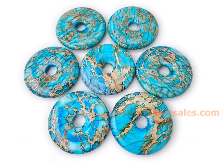 50mm Sea Sediment round donut,emperor jasper, Aqua Terra Jasper donut pendant
