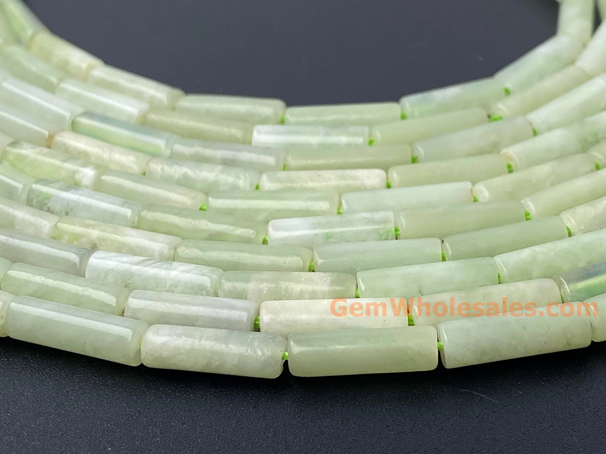 15" 4x13mm Hua show jade /flower jade cylinder Tube beads