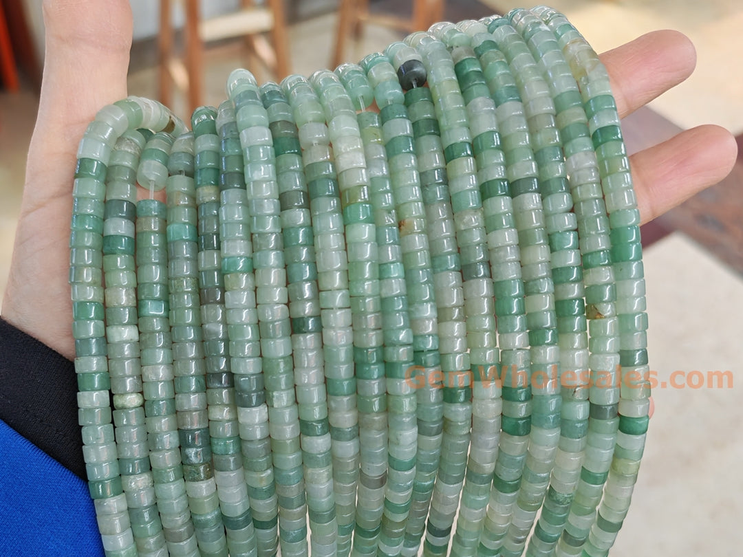 15.5" 3x6mm natural green aventurine Heishi Disc jewelry beads