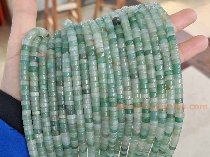 15.5" 3x6mm natural green aventurine Heishi Disc jewelry beads