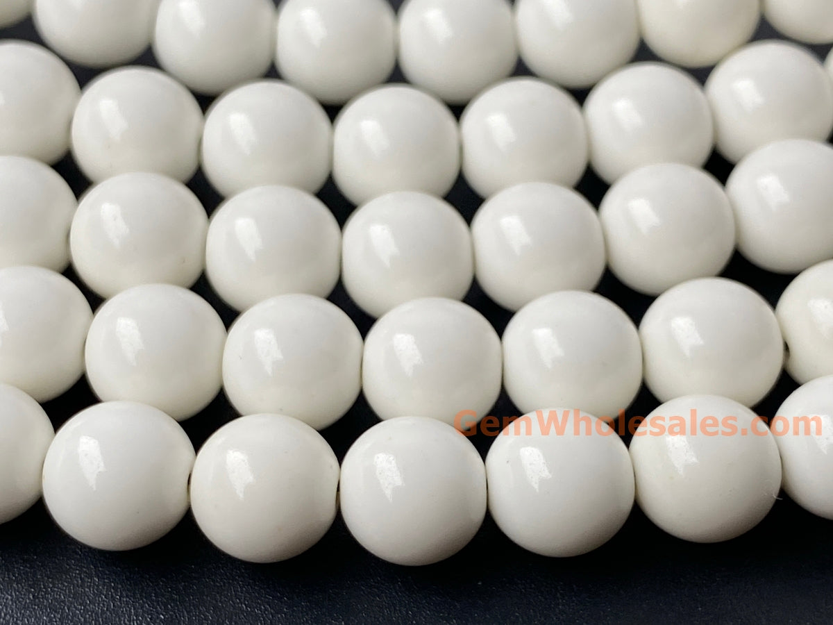 15.5" 8mm white Oxide Stone Round beads