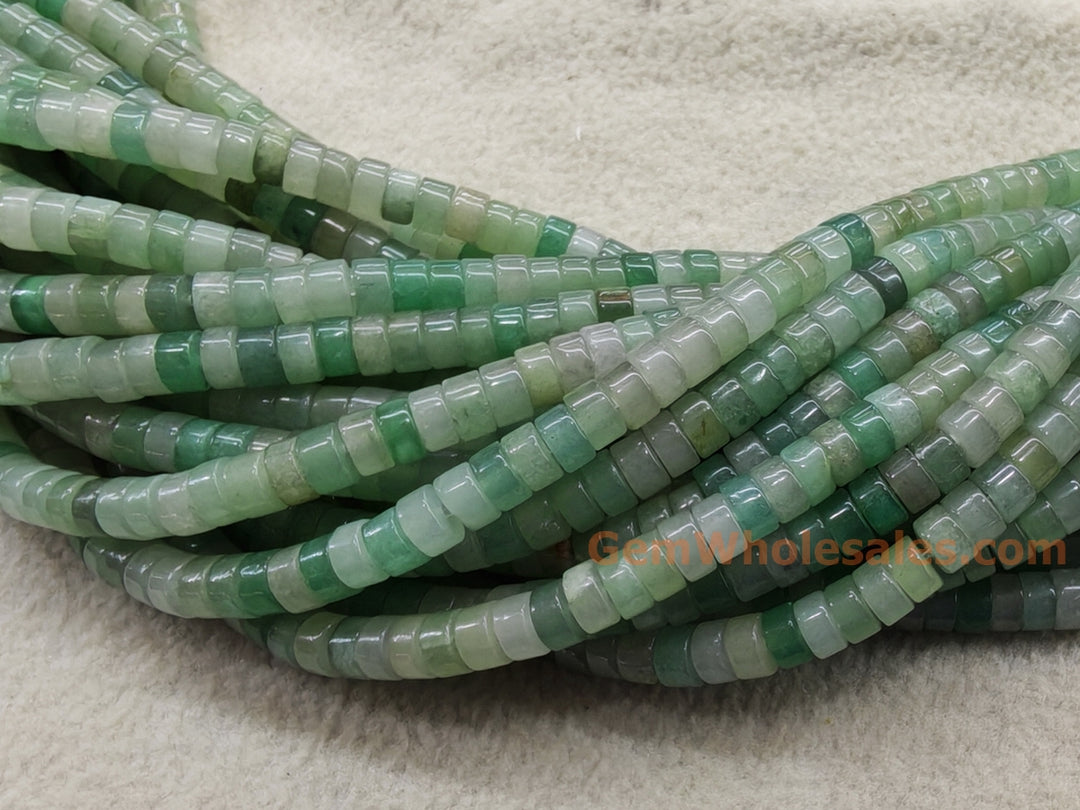 15.5" 3x6mm natural green aventurine Heishi Disc jewelry beads