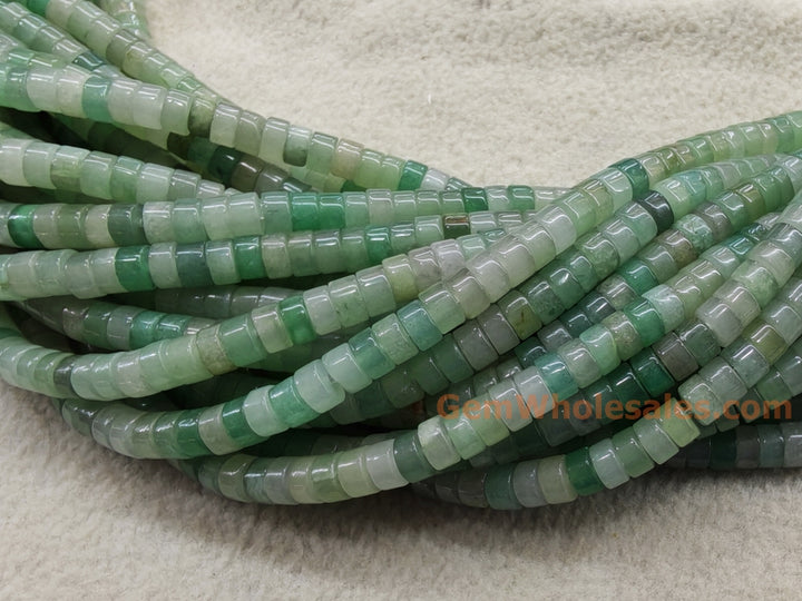 15.5" 3x6mm natural green aventurine Heishi Disc jewelry beads