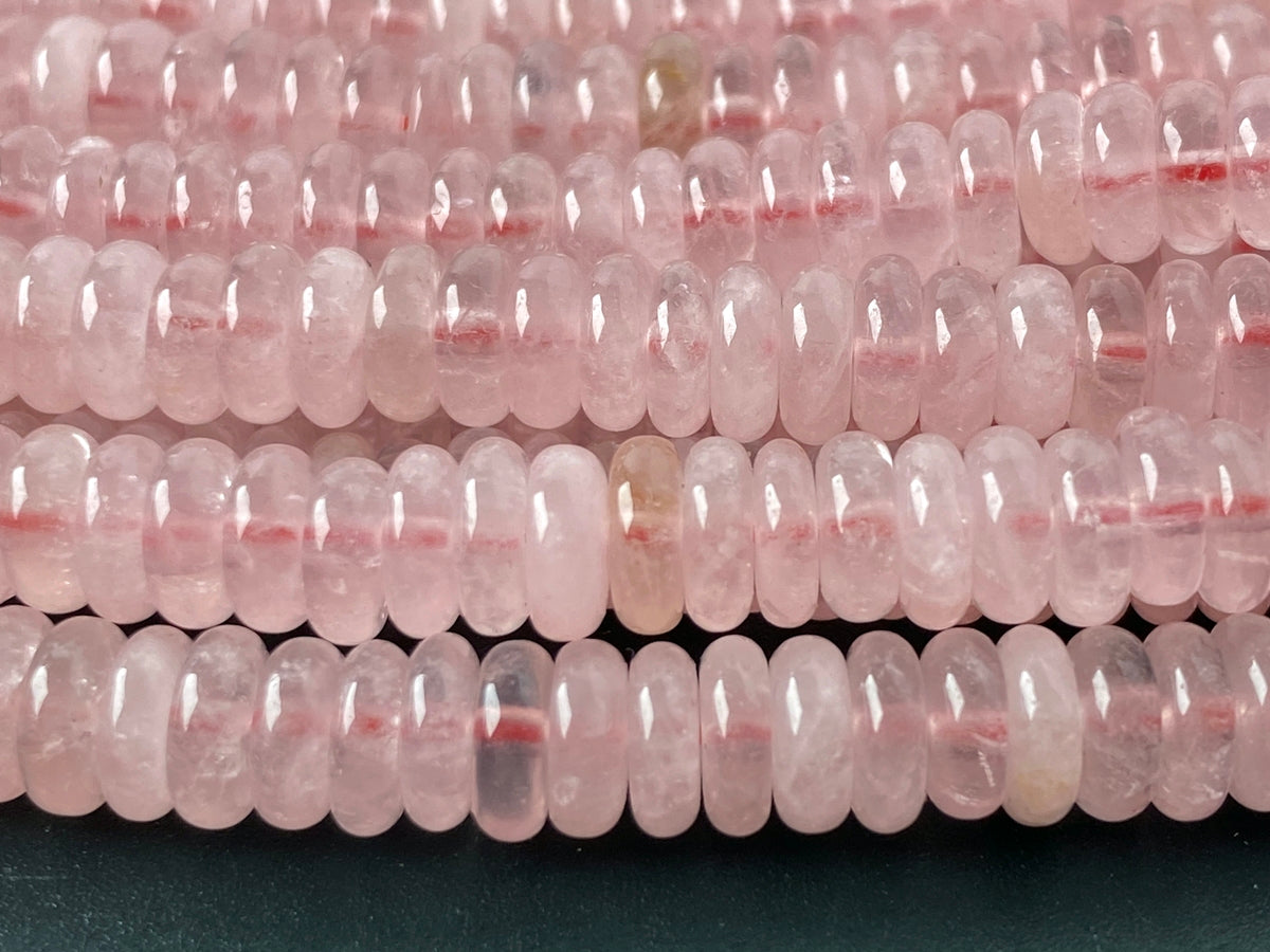 15.25" 2x6mm Natural Rose quartz rondelle heishi spacer beads